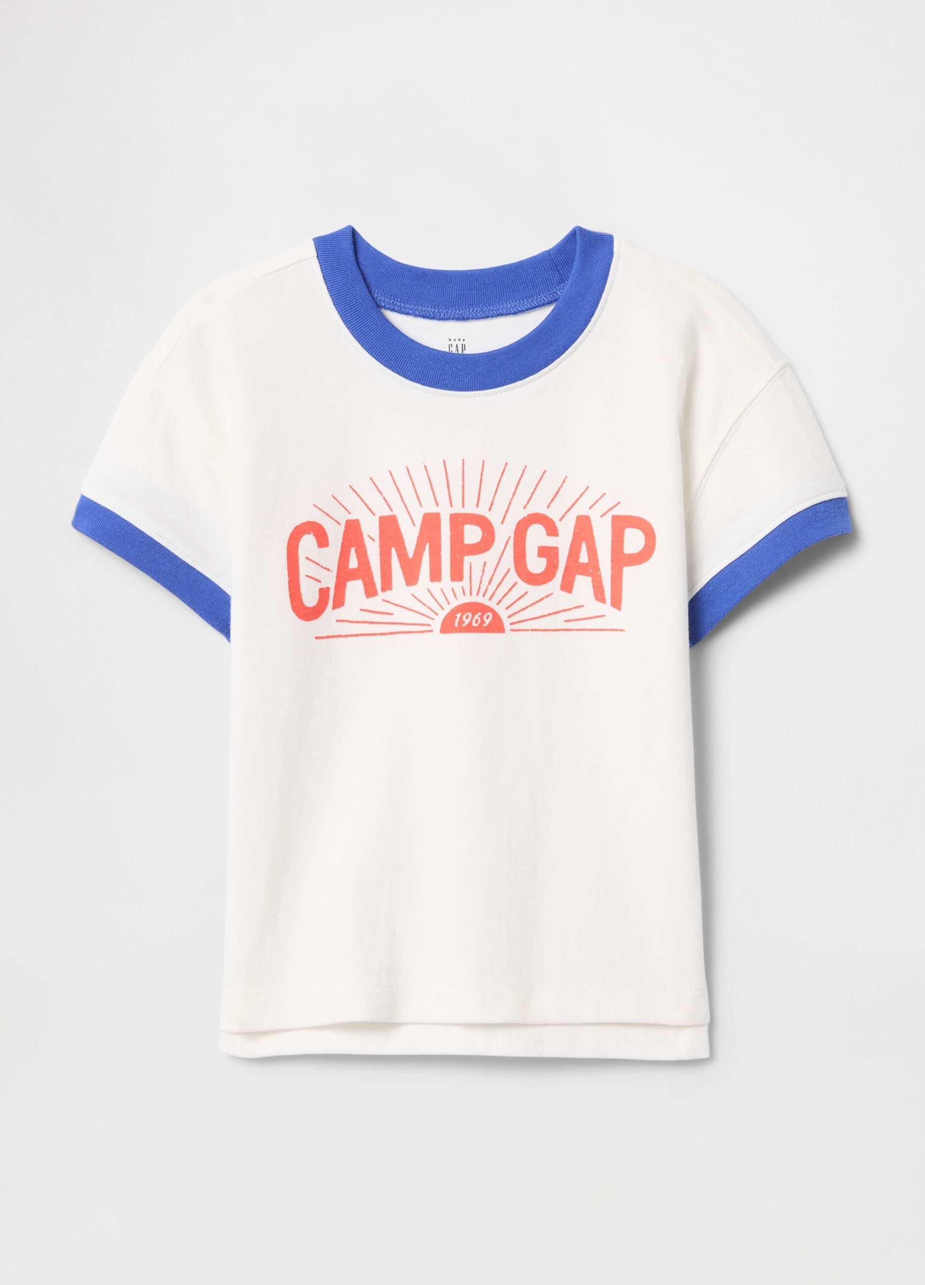 T-shirt bianca Camp Gap con dettagli blu