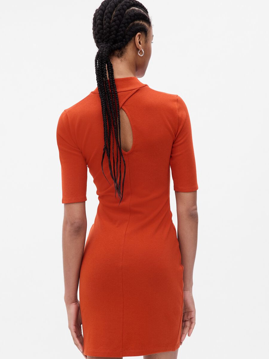 Short dress with mock neck and cut-out details Woman_1