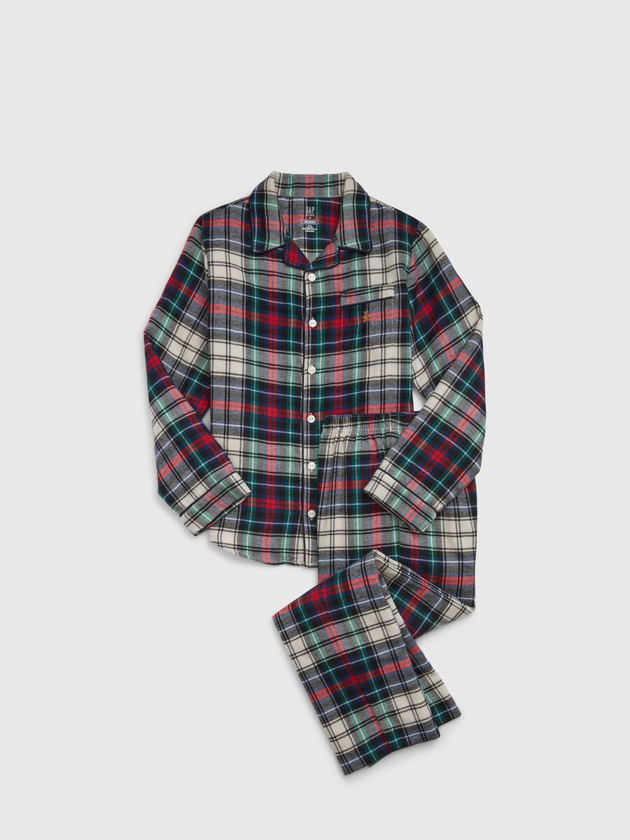 Pigiama lungo in flanella tartan Bambino_0