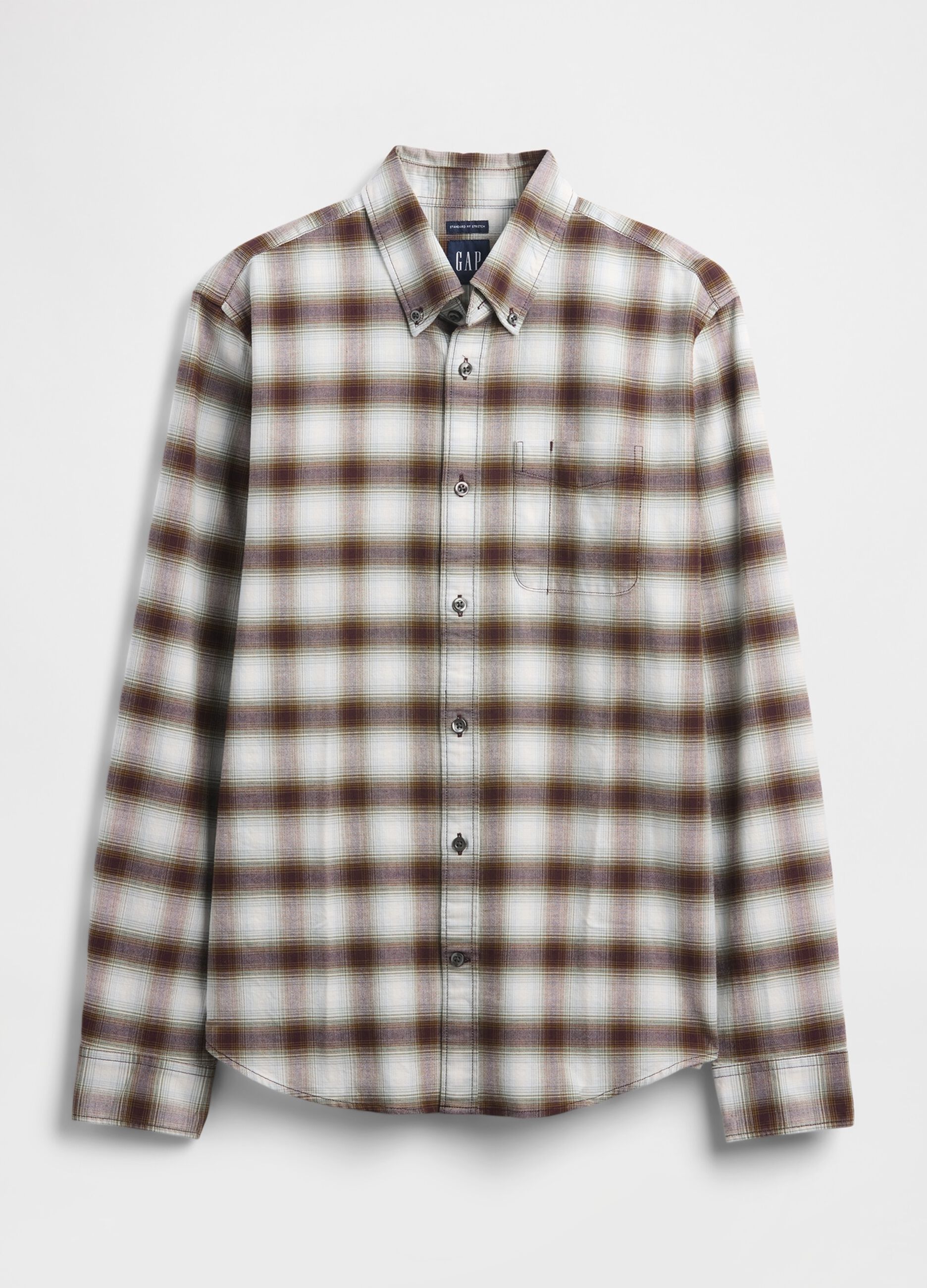 Camicia marrone a quadri elasticizzata_4