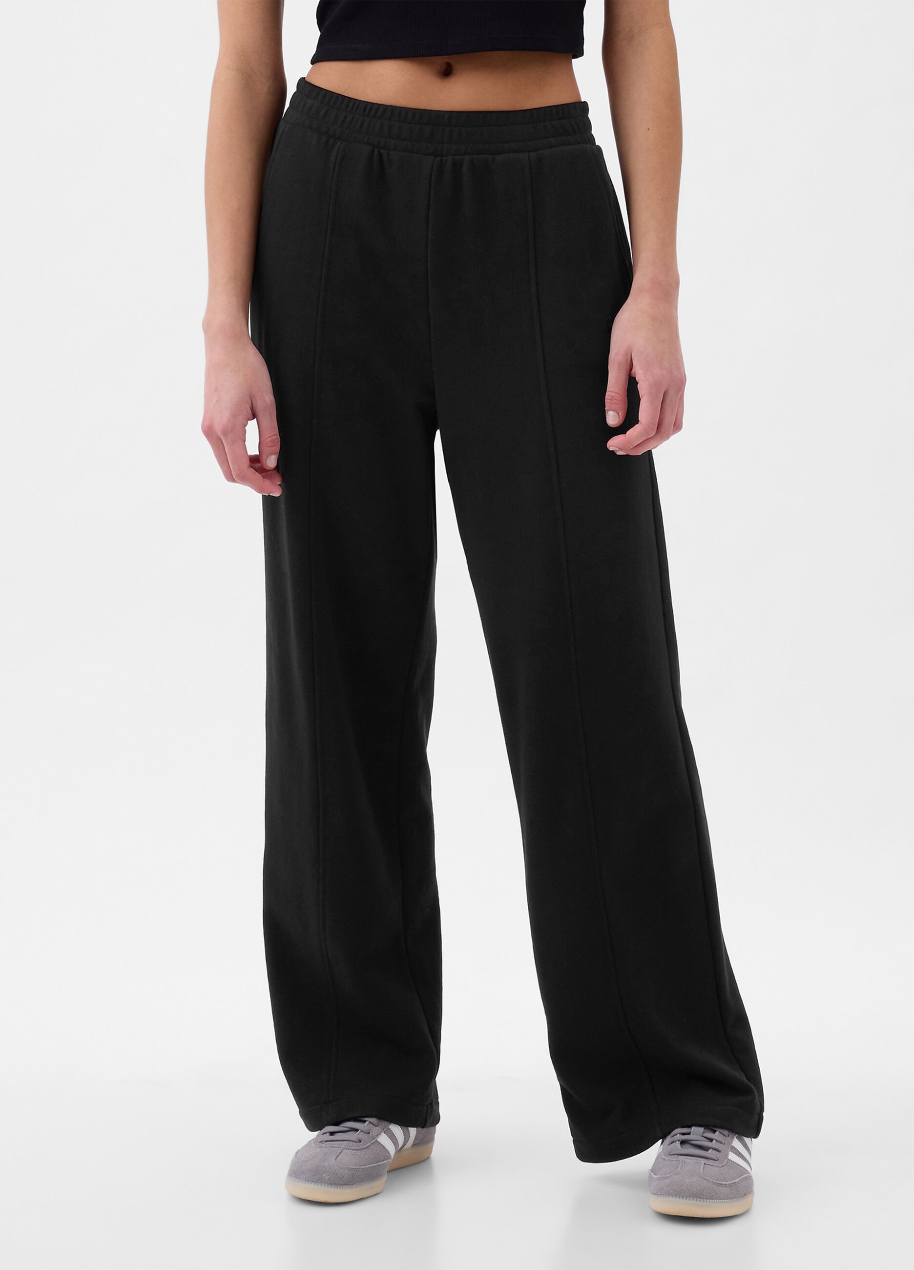 Joggers wide leg in felpa con ricamo logo
