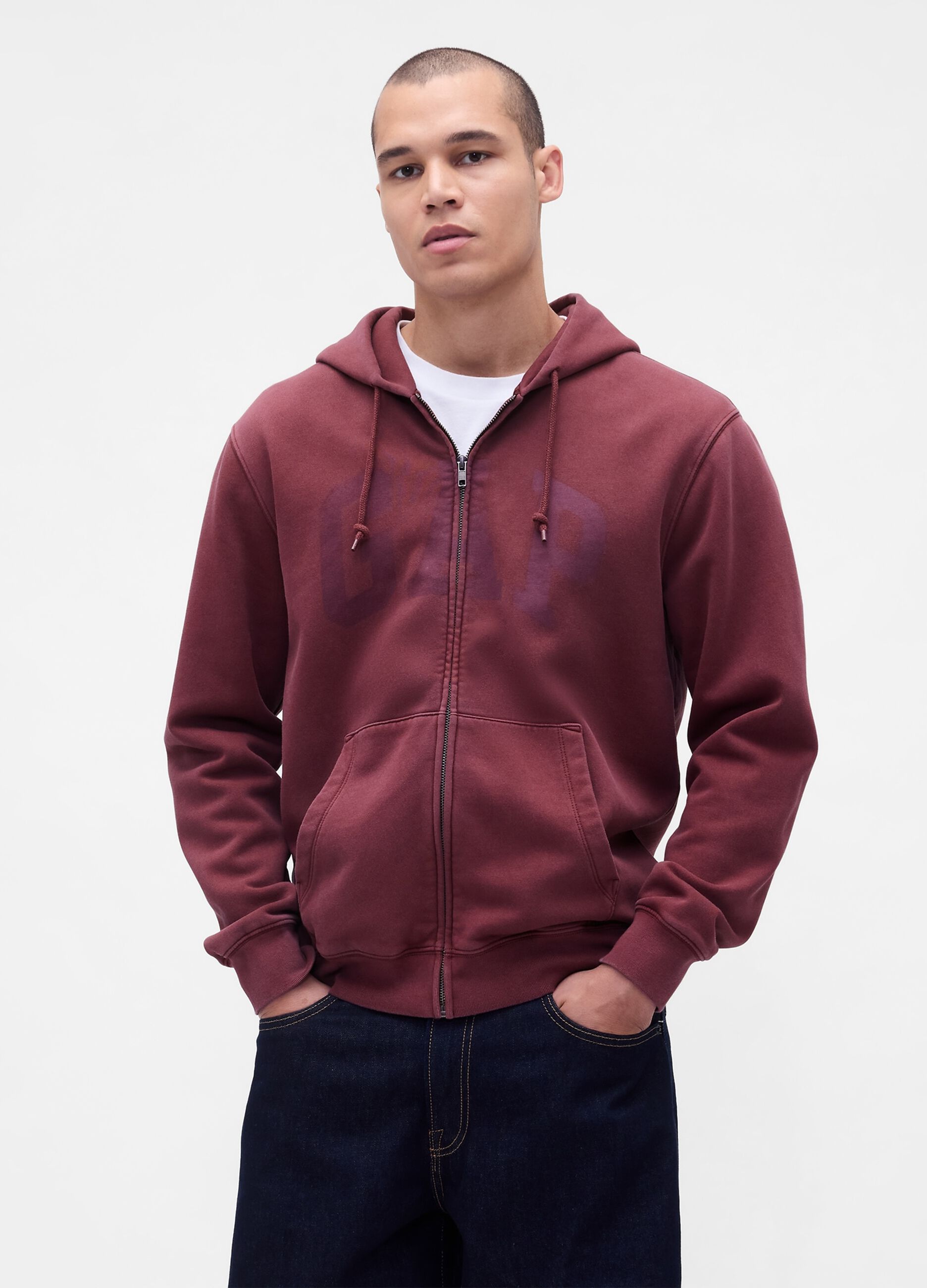 Full Zip Red Sweatshirt