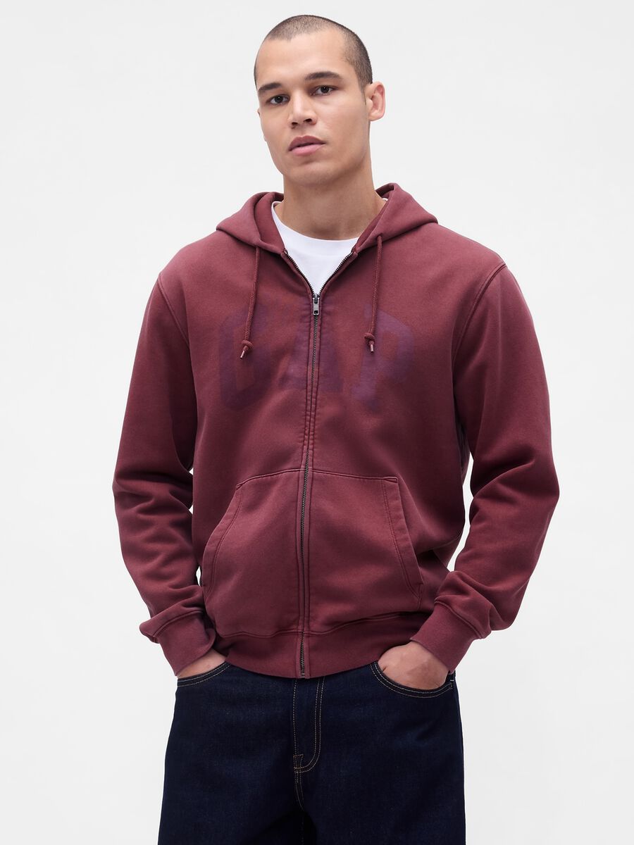 Full Zip Red Sweatshirt Man_0