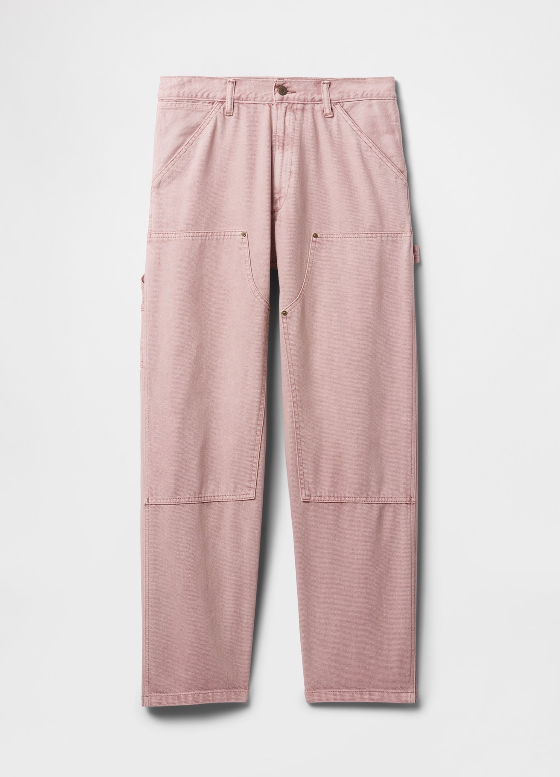 Pantaloni cargo rosa con tasche alla francese_5