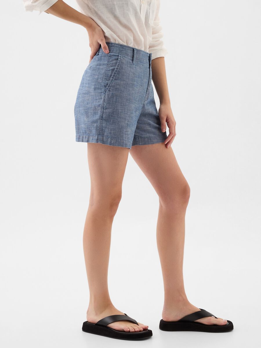 Chambray cotton shorts Woman_3