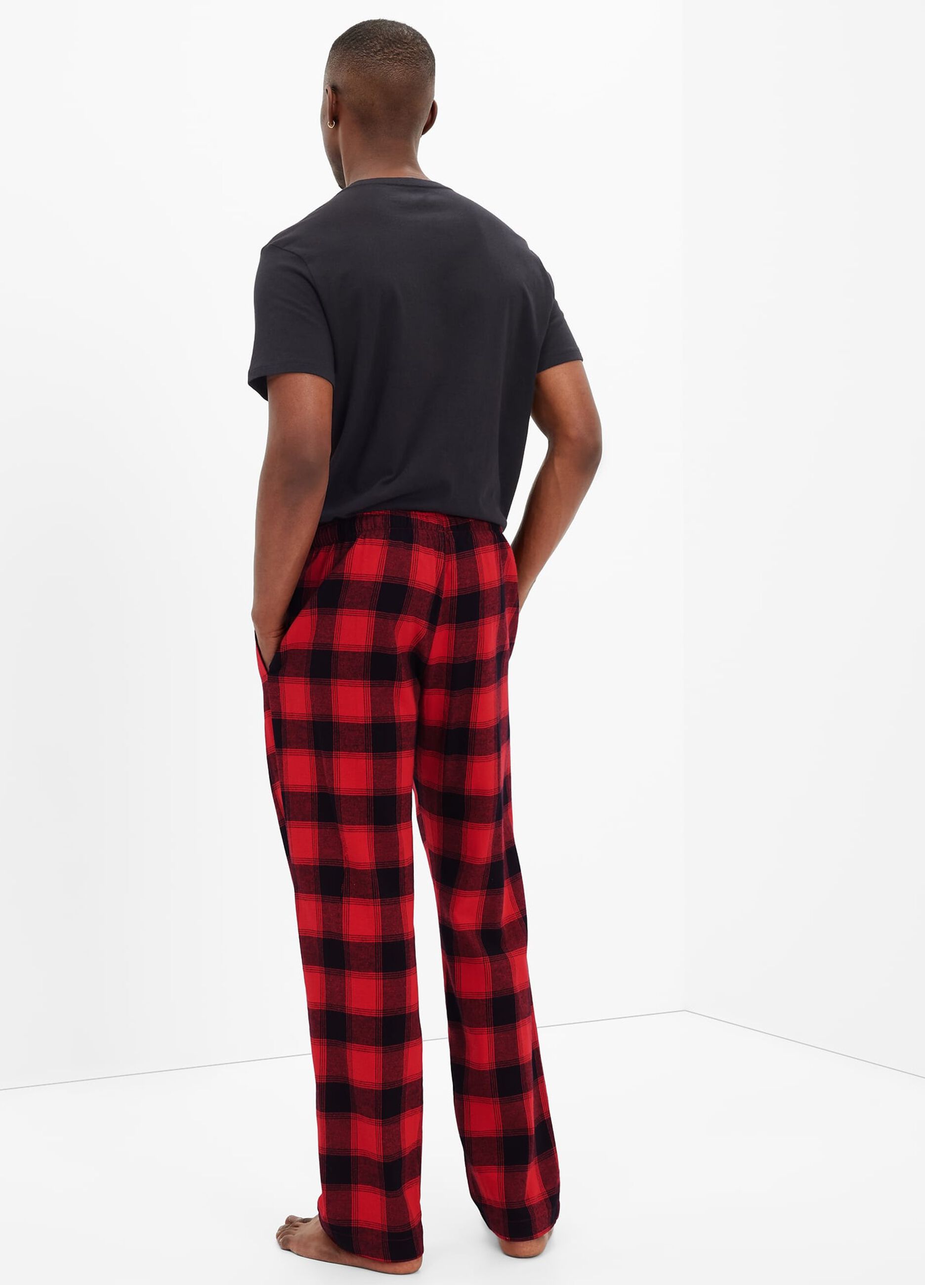 Full-length pyjama bottoms in check flannel_1