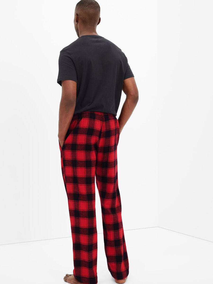 Full-length pyjama bottoms in check flannel Man_1