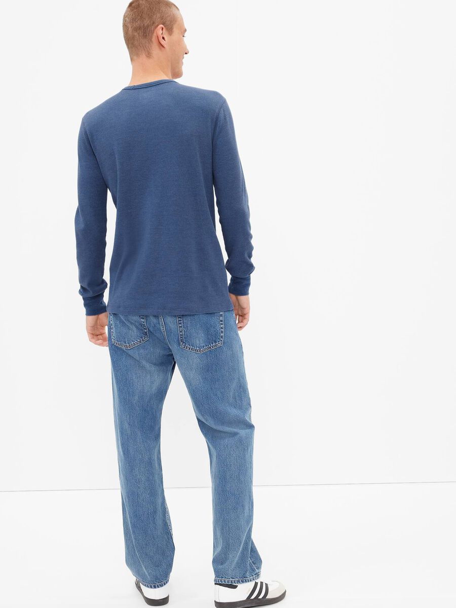 T-shirt con trama waffle a maniche lunghe Uomo_1