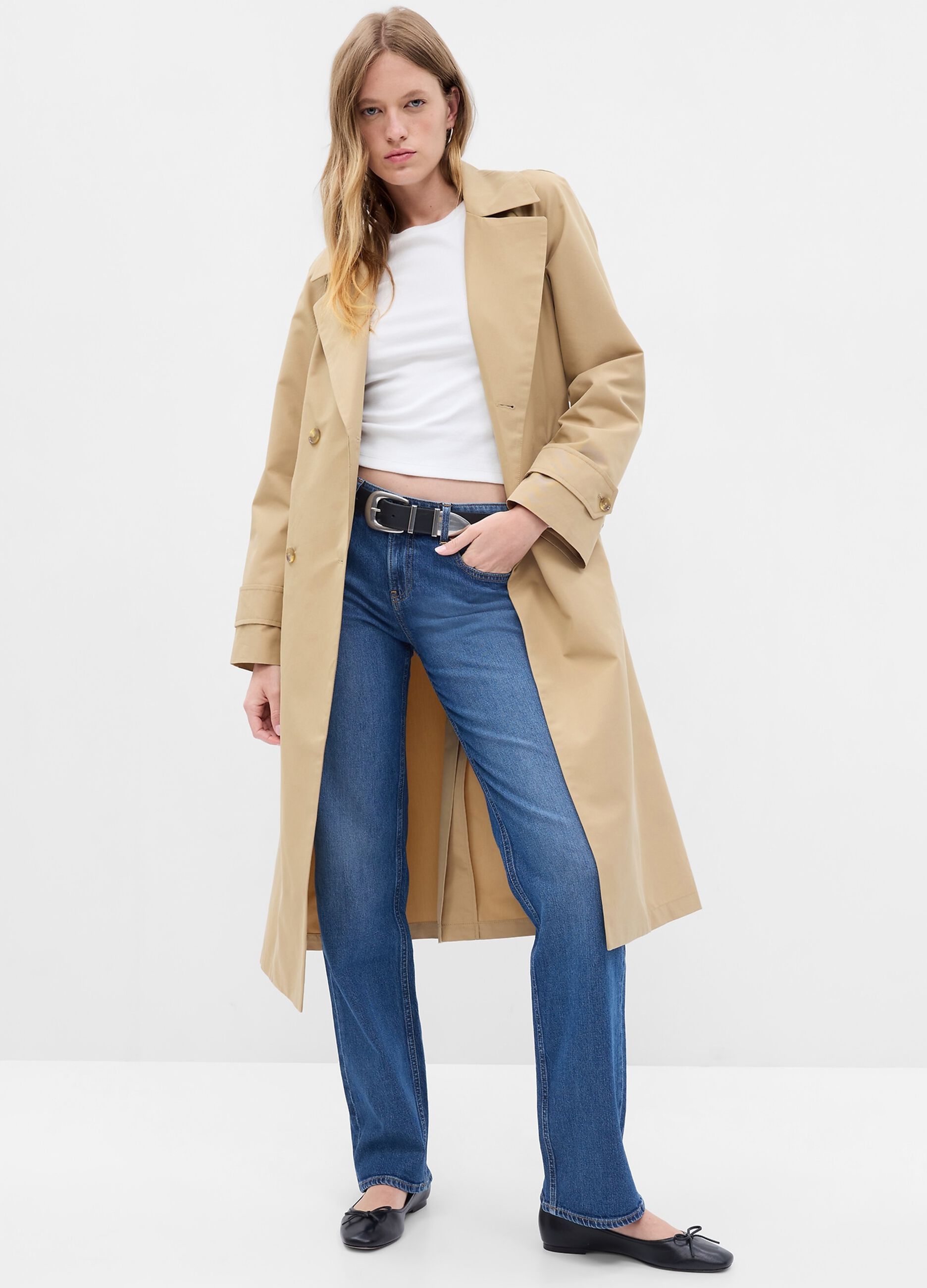 Trench lungo con maniche raglan