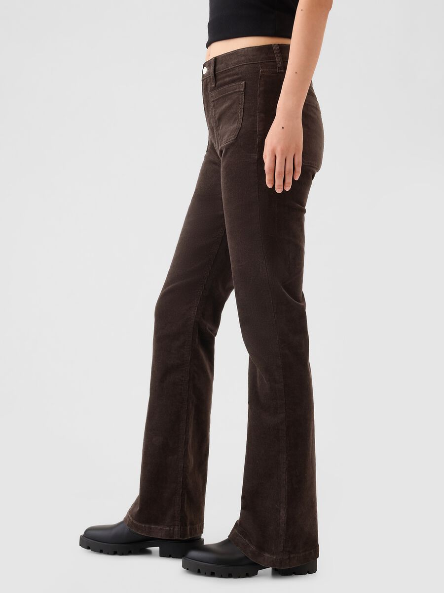 Pantalone flare fit a vita alta in corduroy Donna_3