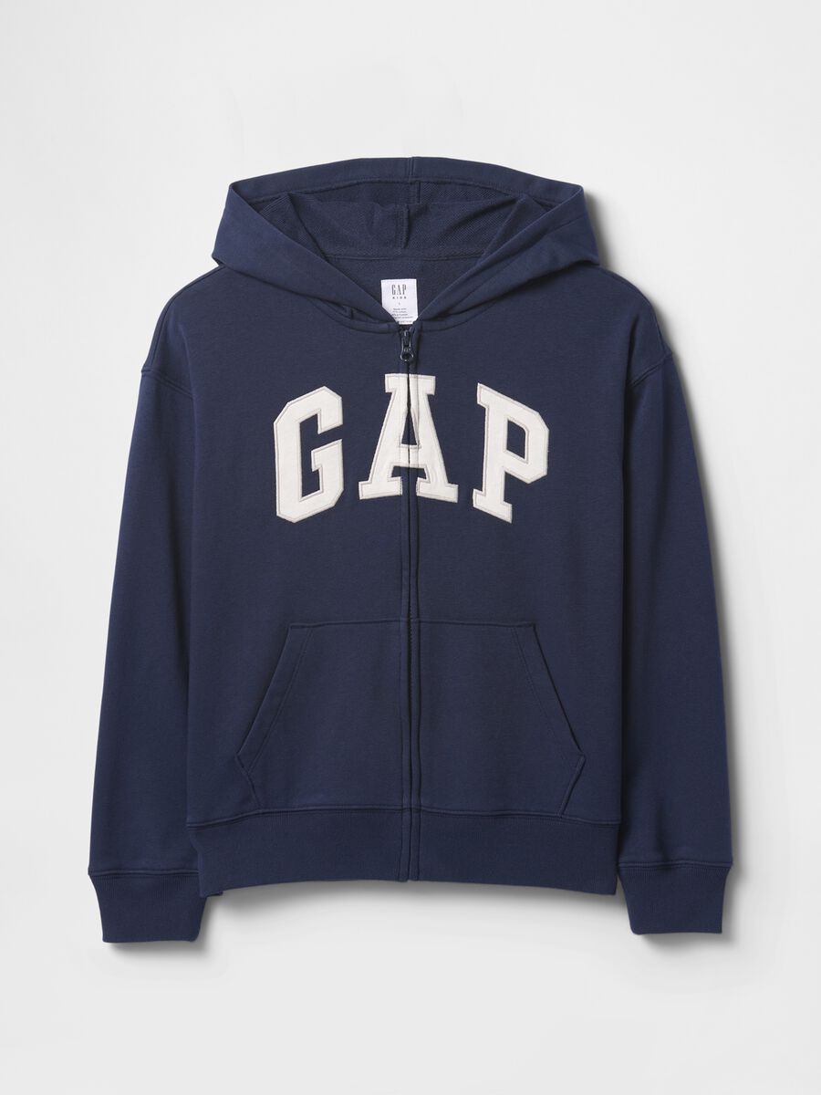 Felpa con logo GAP, cappuccio e zip in misto cotone Bambino_3