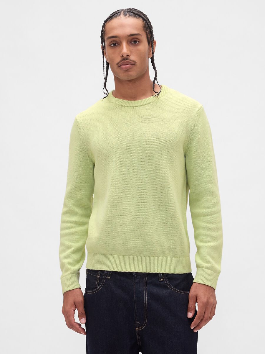 Pullover verde in cotone Uomo_1