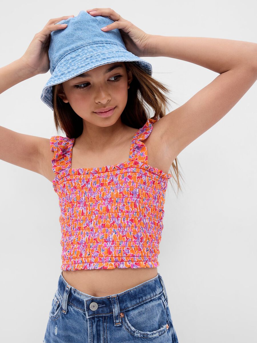Cotton tank top with frills Girl_0