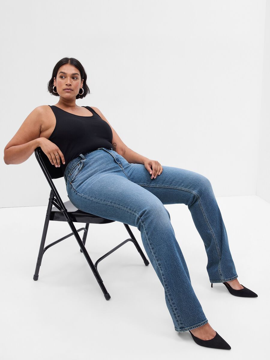 Jeans straight fit a vita alta Donna_3