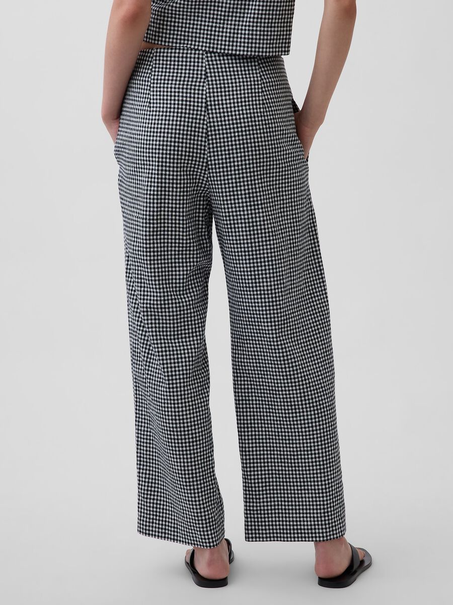 Pantaloni in misto lino a quadretti Donna_2