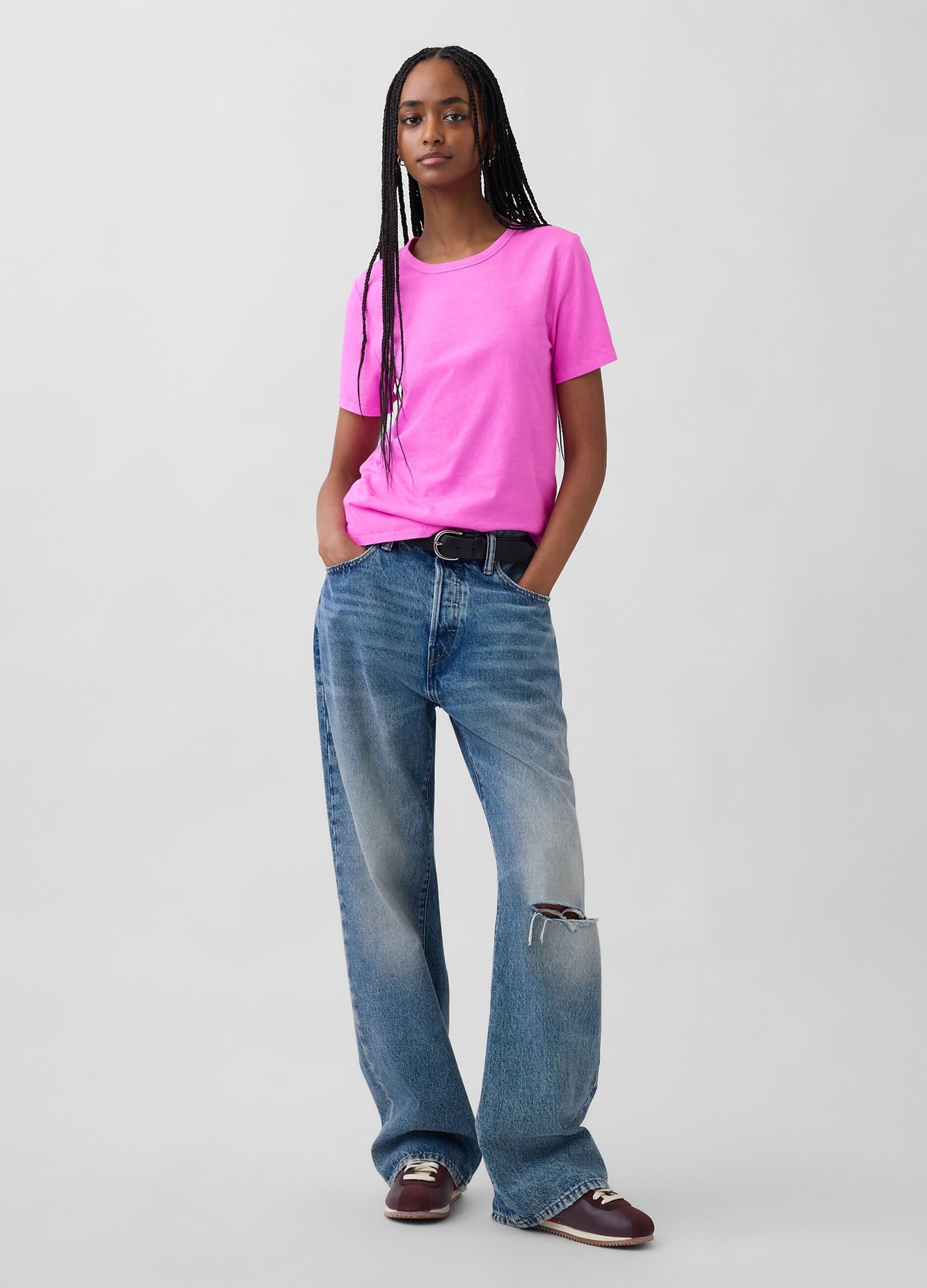 T-shirt in puro cotone rosa regular fit