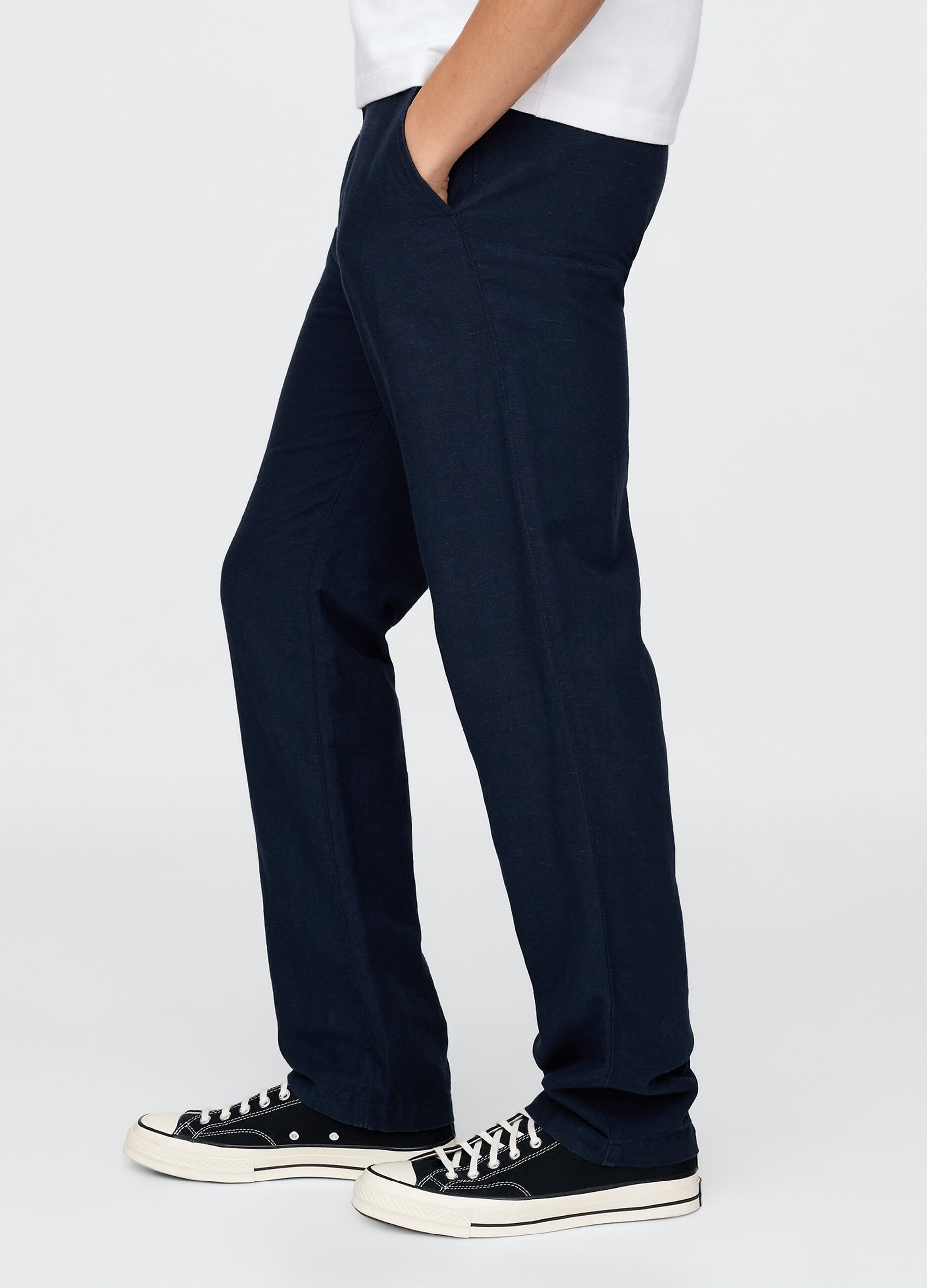 Pantaloni blu regular in lino e cotone Gap_3