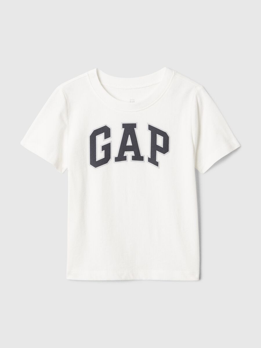 White Short Sleeve T-shirt with GAP Logo Baby Boy_0