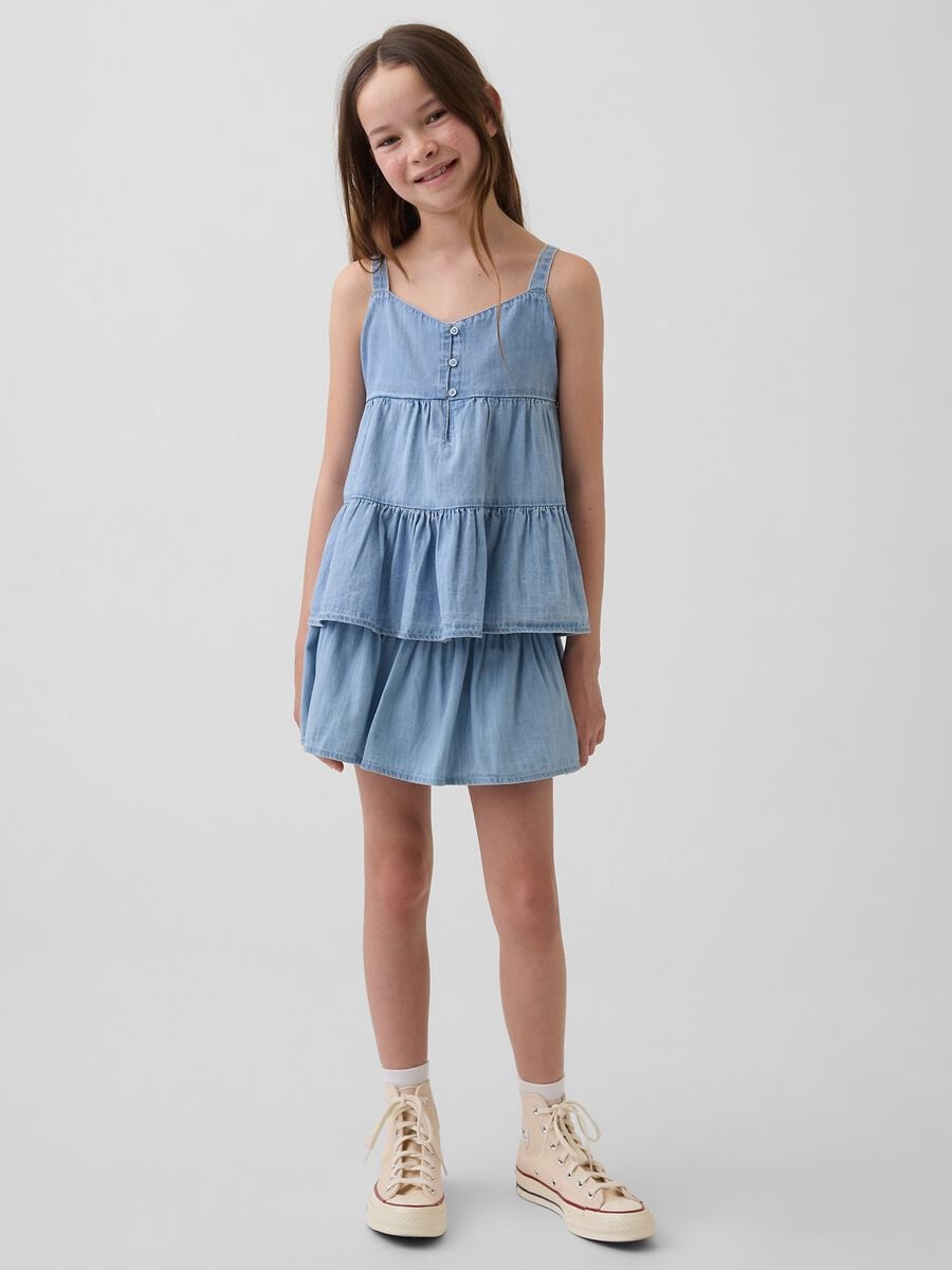 Gonna denim in puro cotone Bambina_0