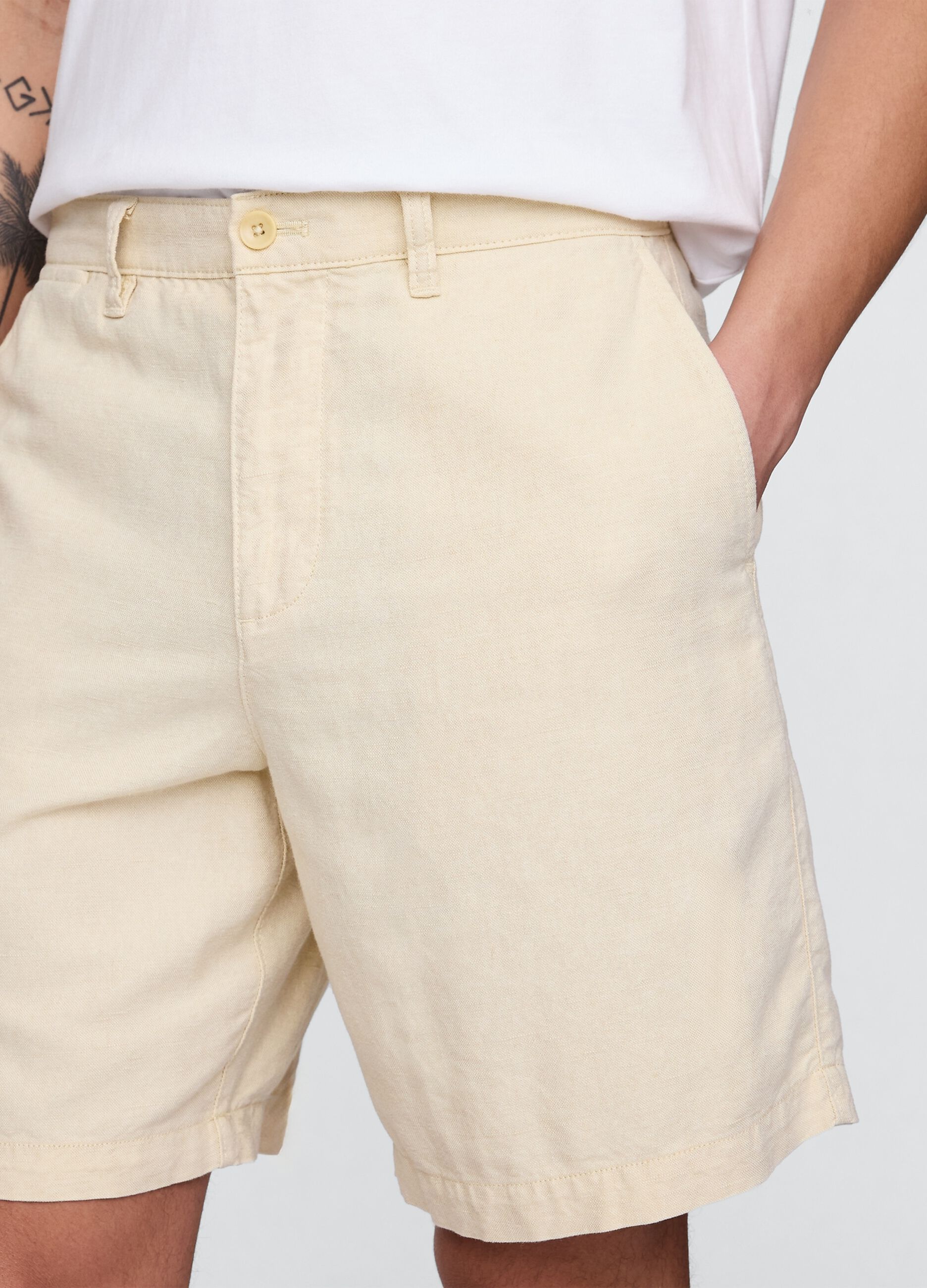 Shorts beige in misto lino e cotone Gap_4