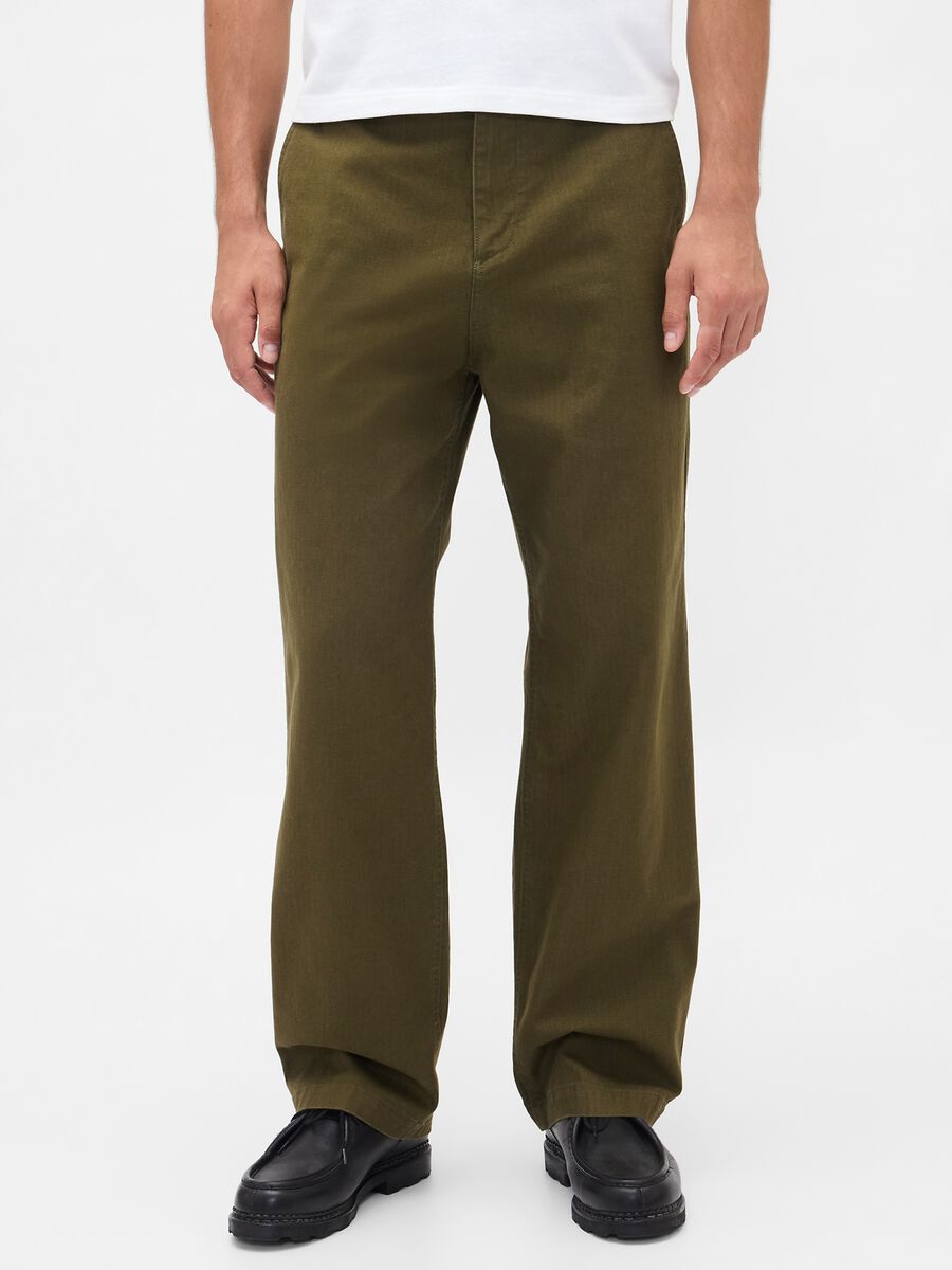 Green regular cotton trousers Man_1