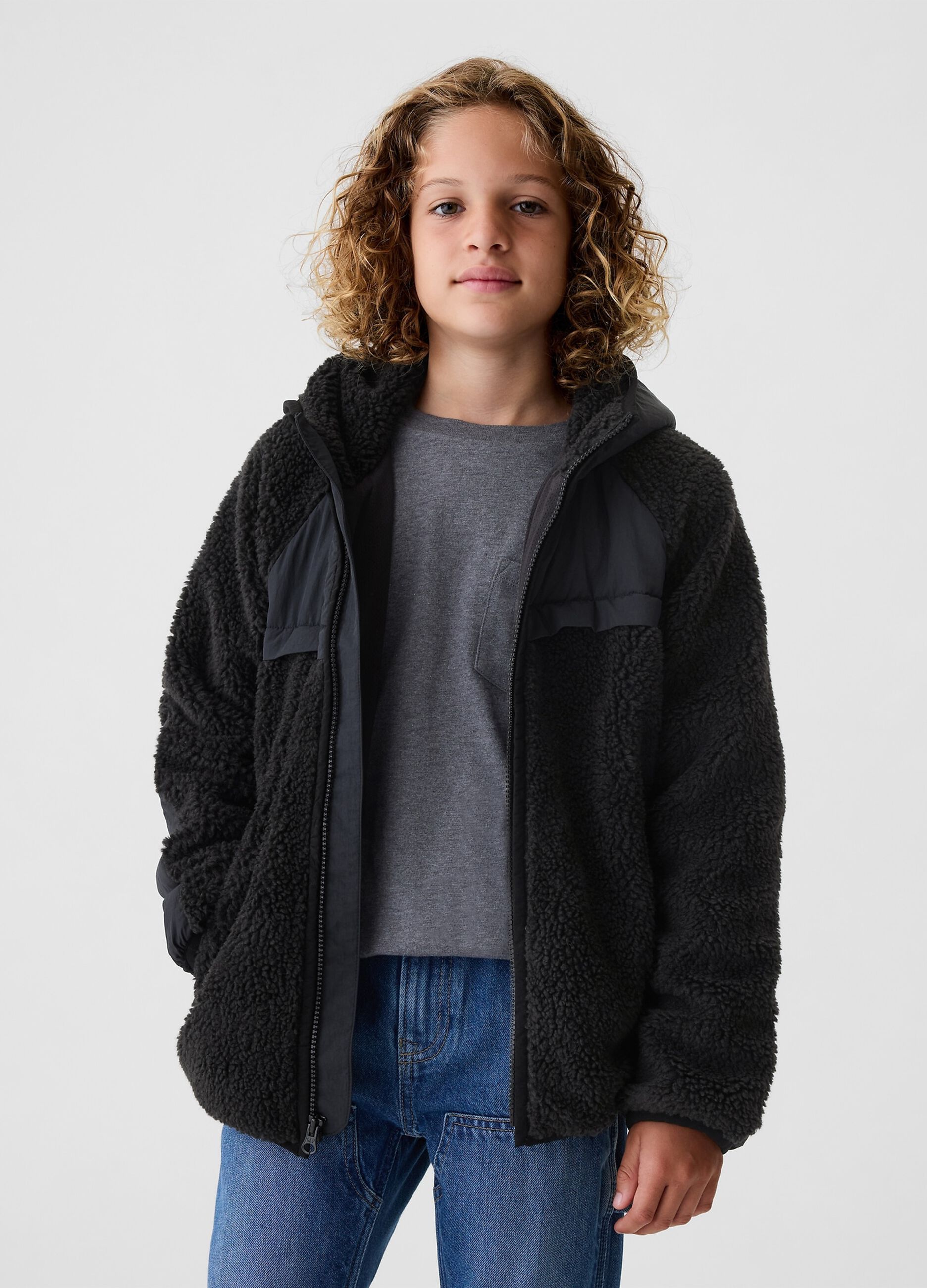 Giacca in sherpa con cappuccio_1