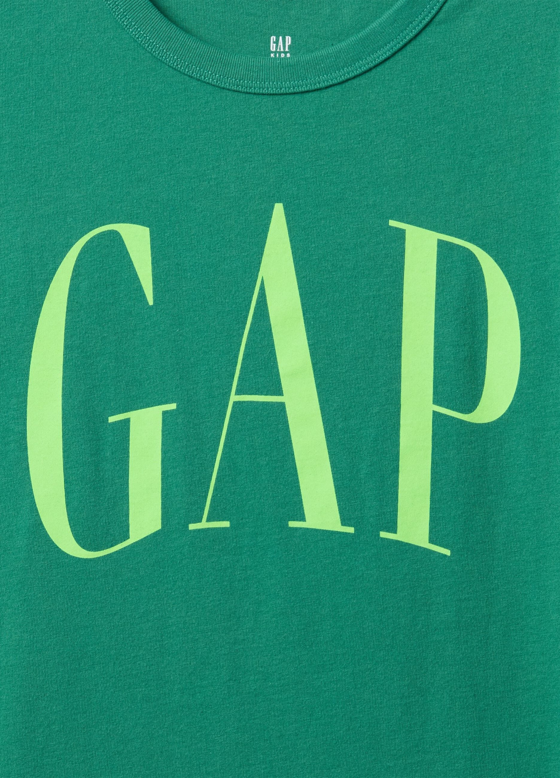 T-shirt verde in puro cotone con logo GAP_2