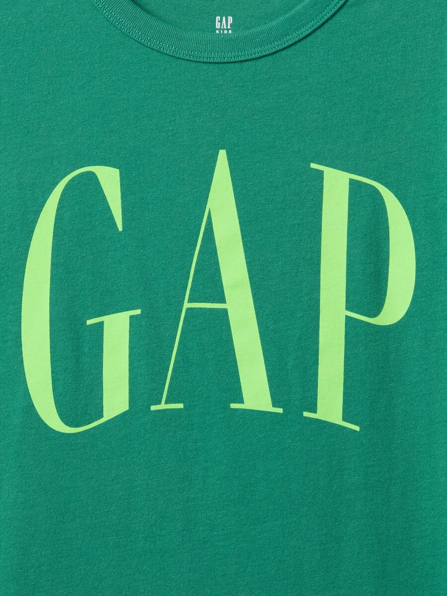T-shirt verde in puro cotone con logo GAP Bambino_2