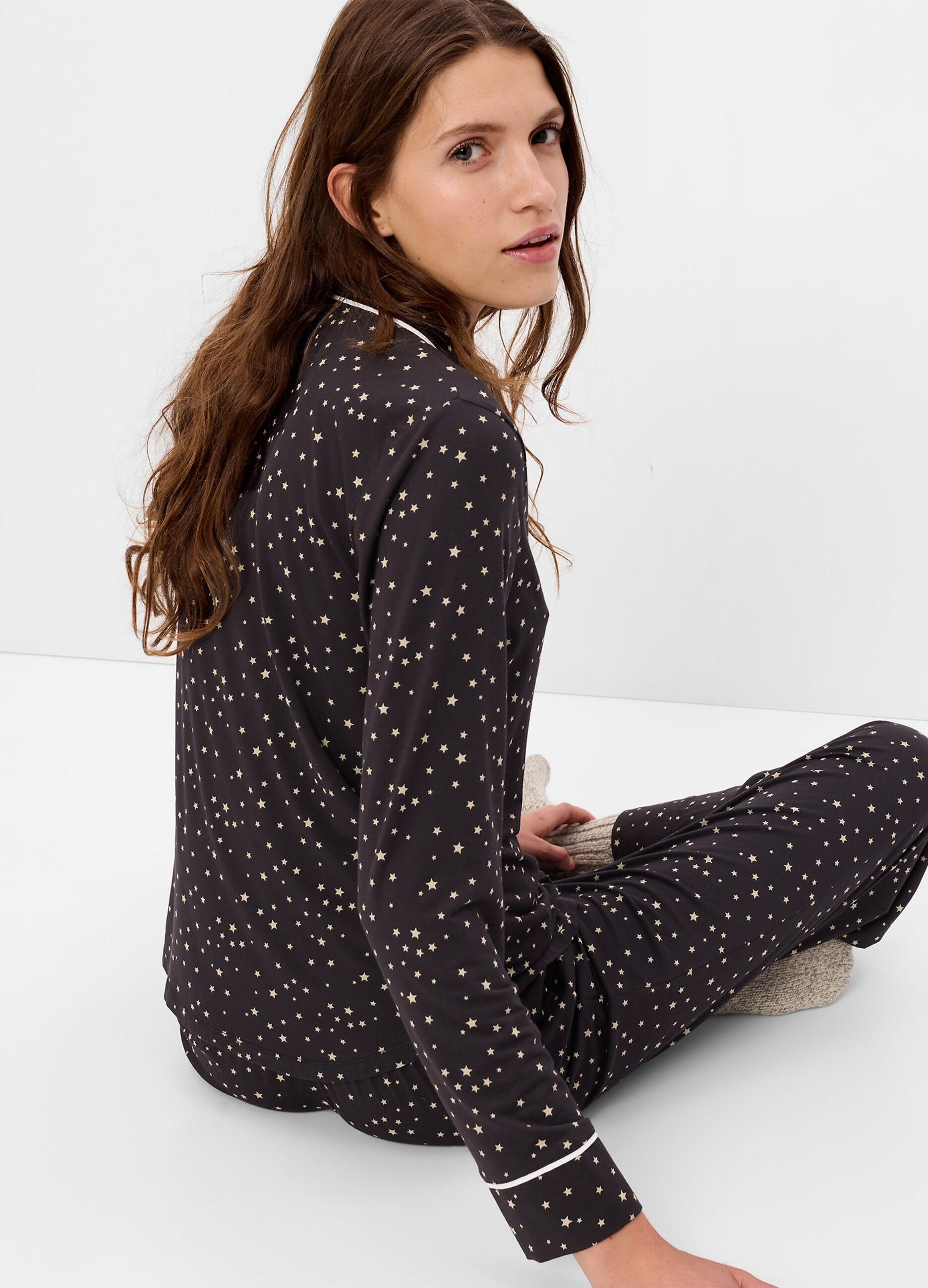 Pyjama top shirt with star print_1