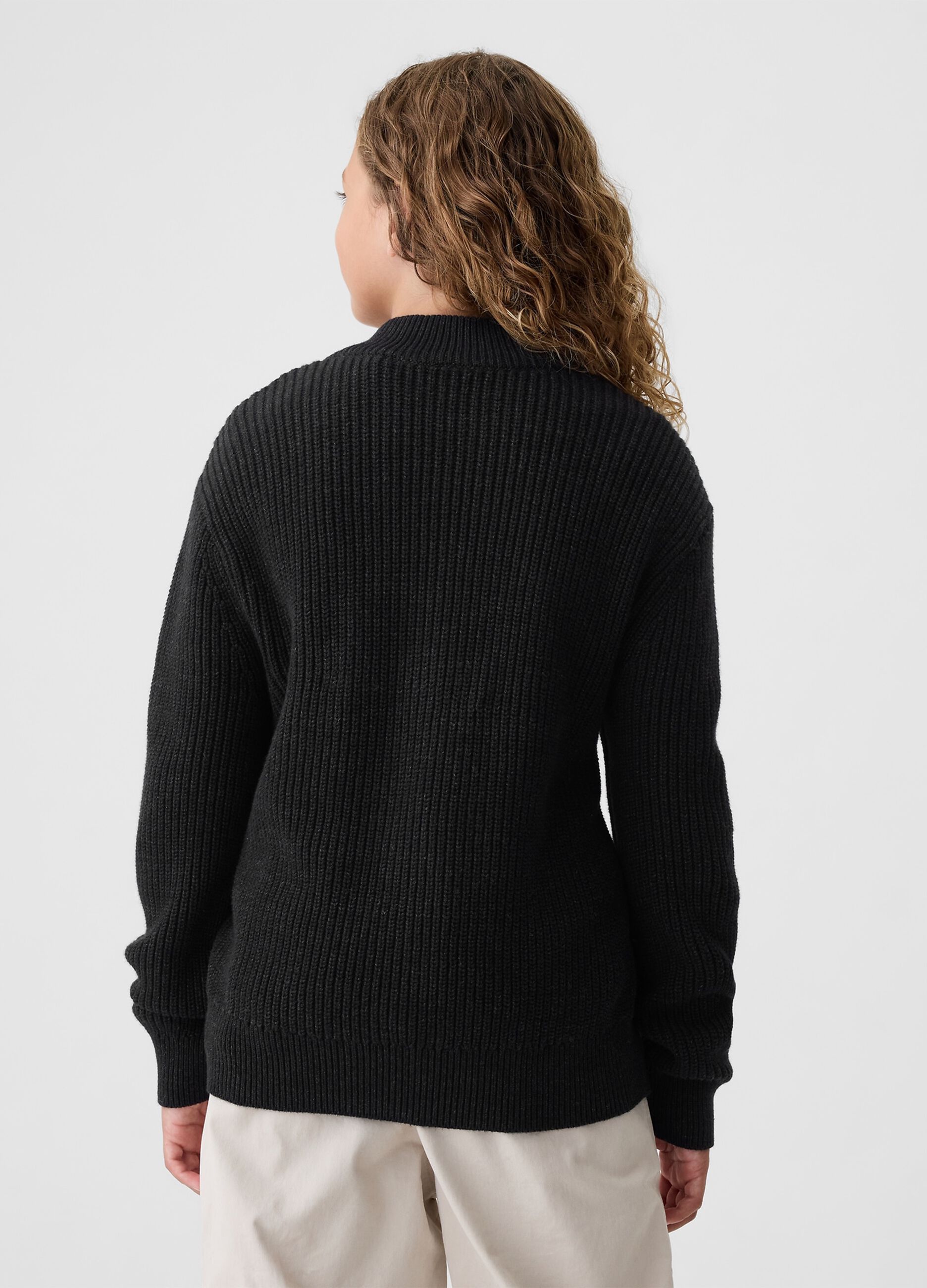 Pullover mock neck con mezza zip_2