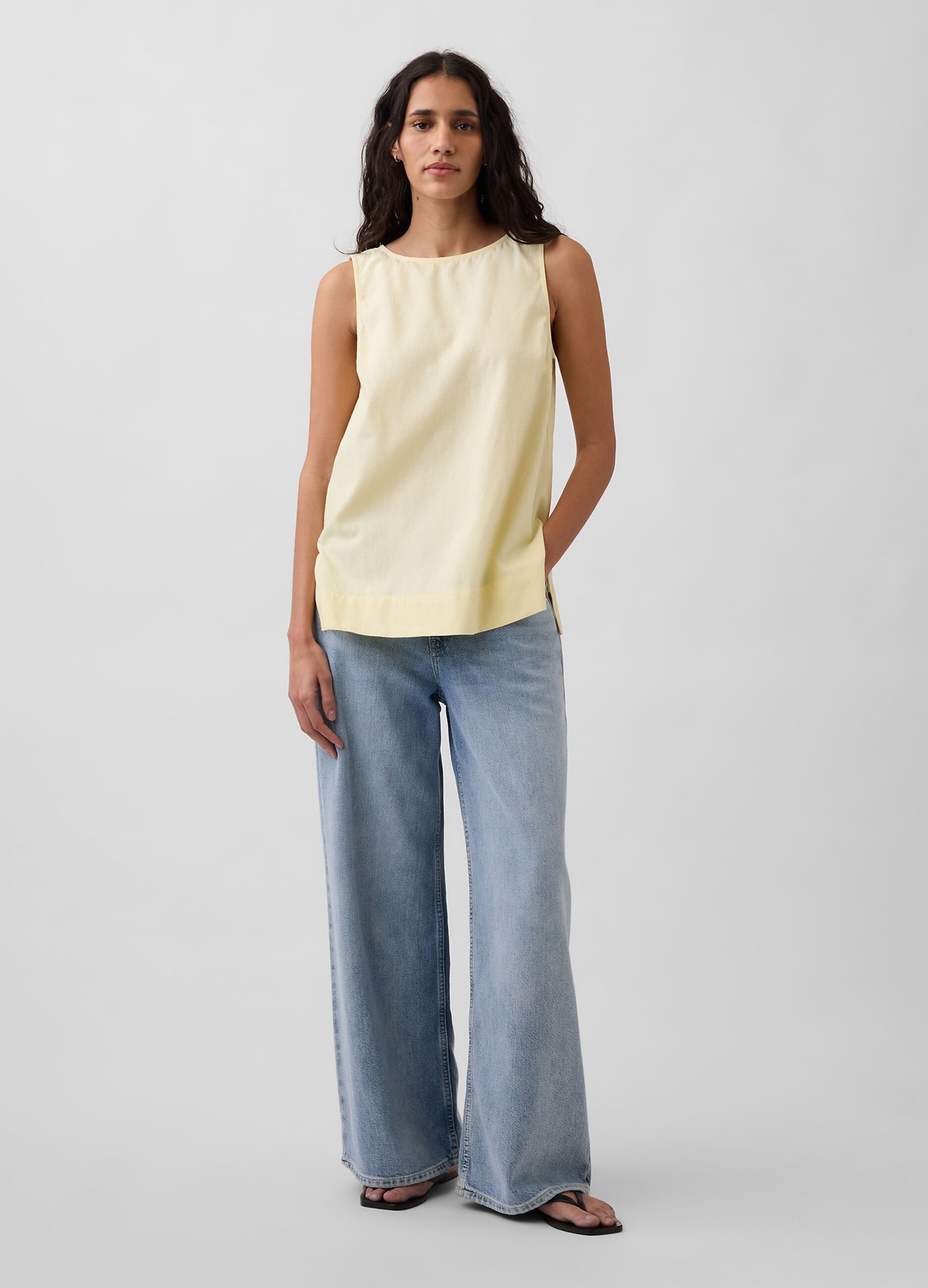 Tank top in misto lino