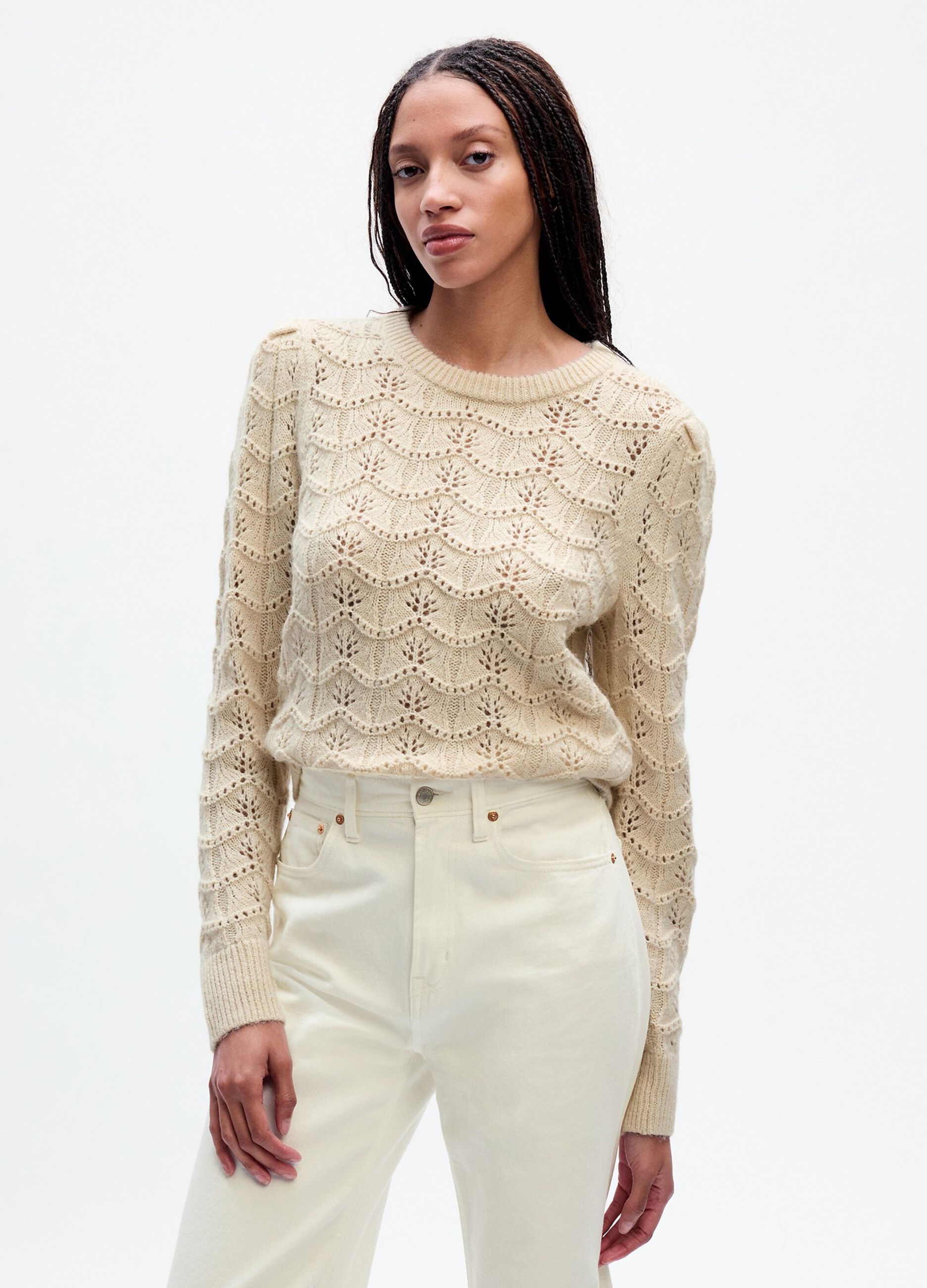 Pointelle knit pullover