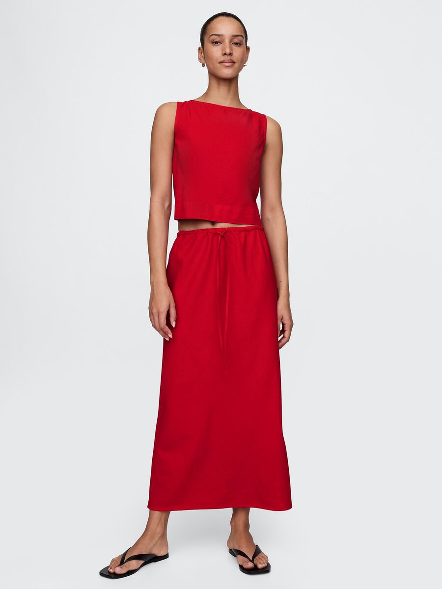 Red Linen and Viscose Tank Top Woman_1