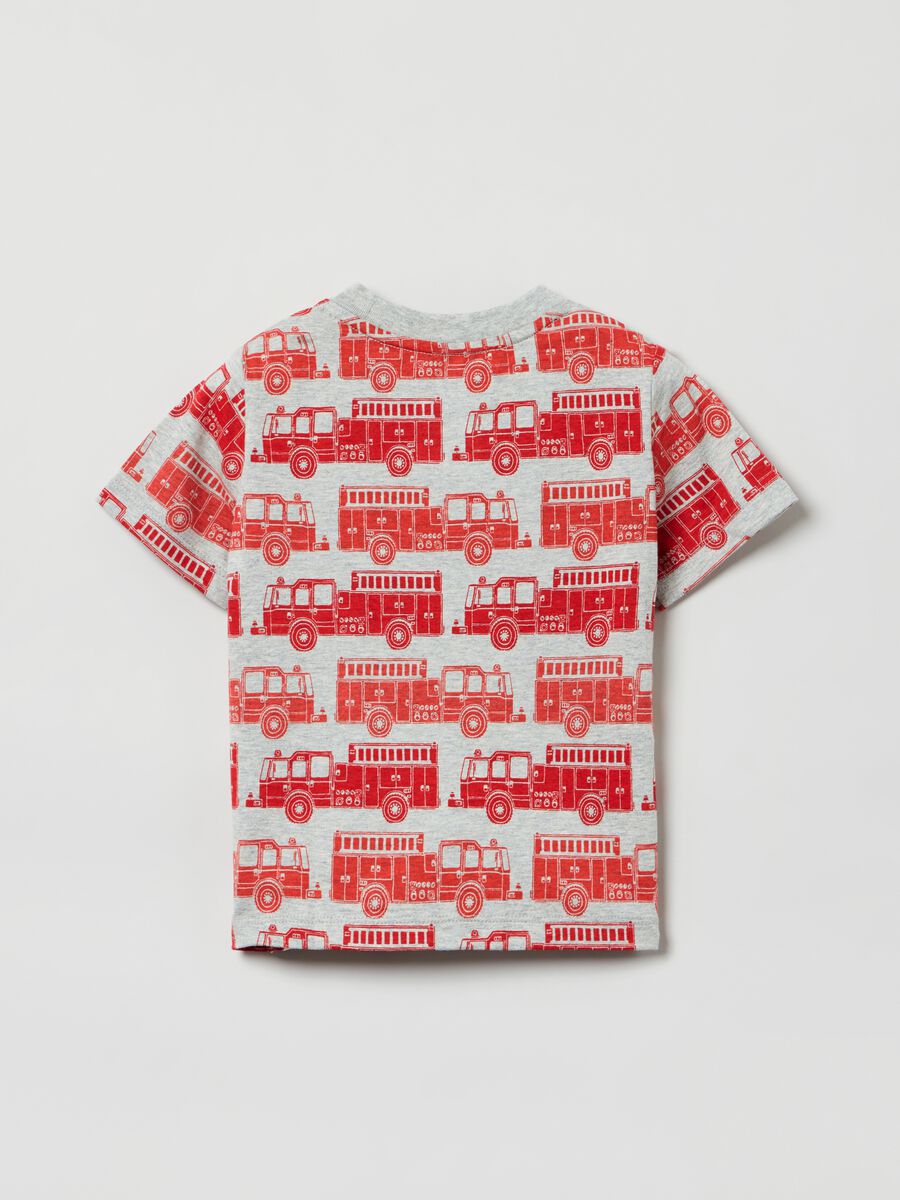 Cotton T-shirt with pocket and print Newborn Boy_1