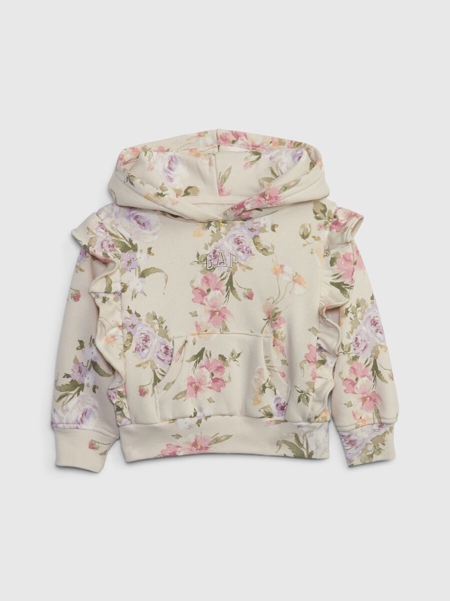 Floral sweatshirt with hood and flounce Toddler Girl_0