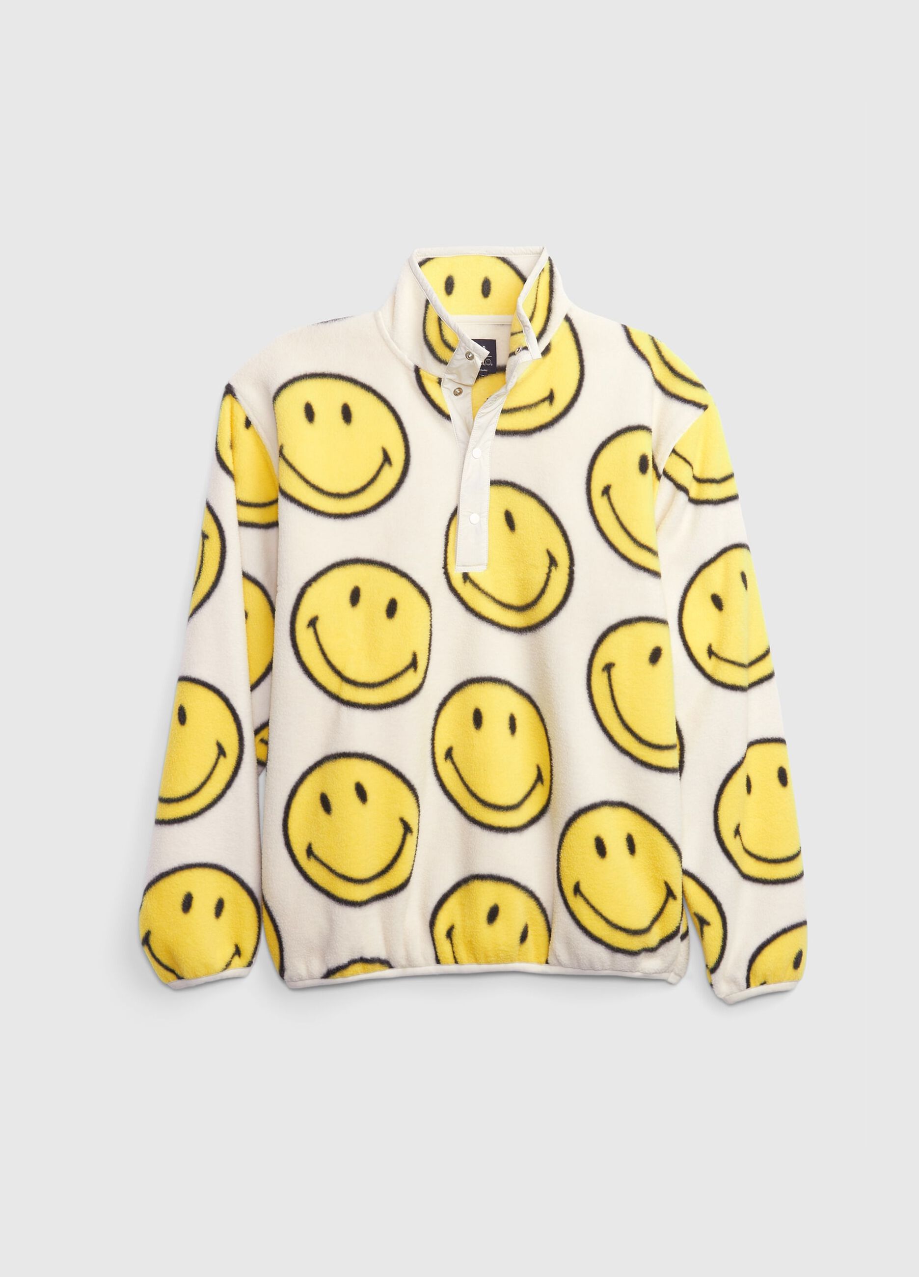 Fleece sweatshirt with mock neck and Smiley® buttons_3