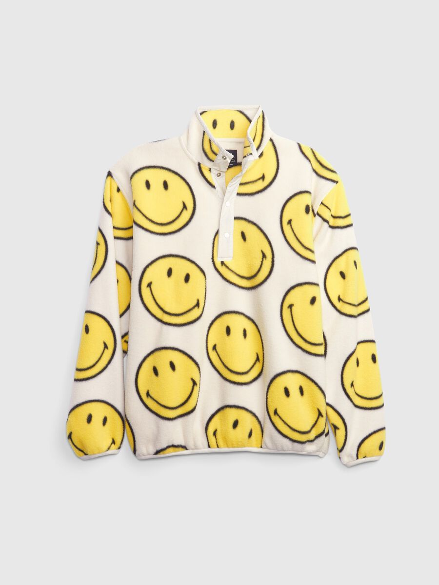 Fleece sweatshirt with mock neck and Smiley® buttons Man_3