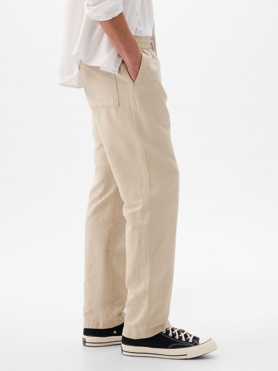 Pantalone pull-on in lino e cotone Uomo_1