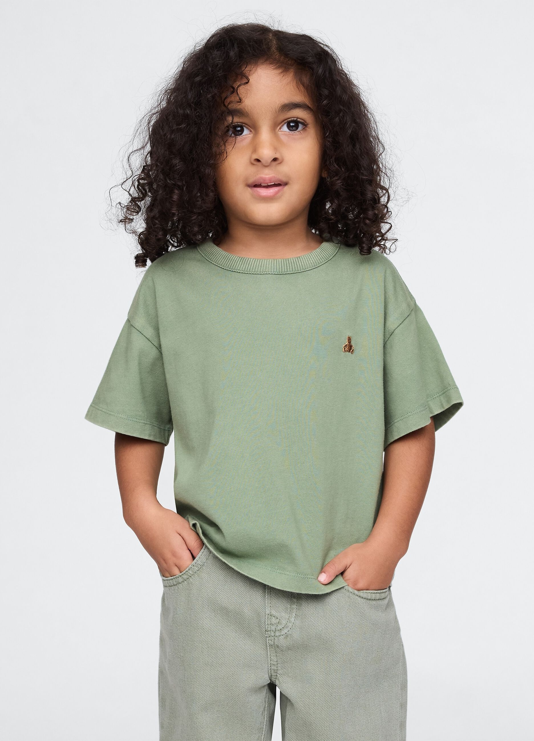 T-shirt cropped verde con ricamo_1
