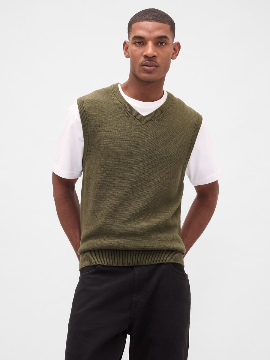 Gilet verde in cotone Uomo_0