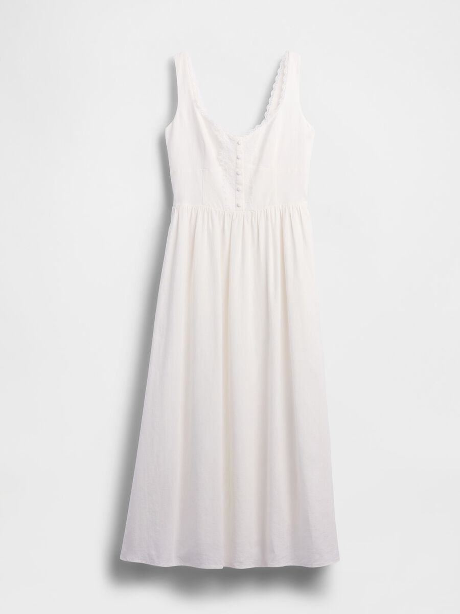Abito midi in misto lino Donna_3