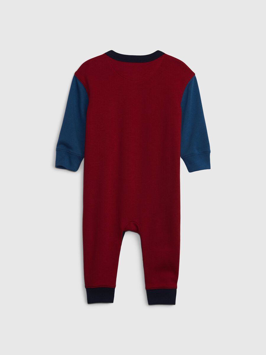 Colour block plush onesie with embroidered Logo Newborn Boy_1
