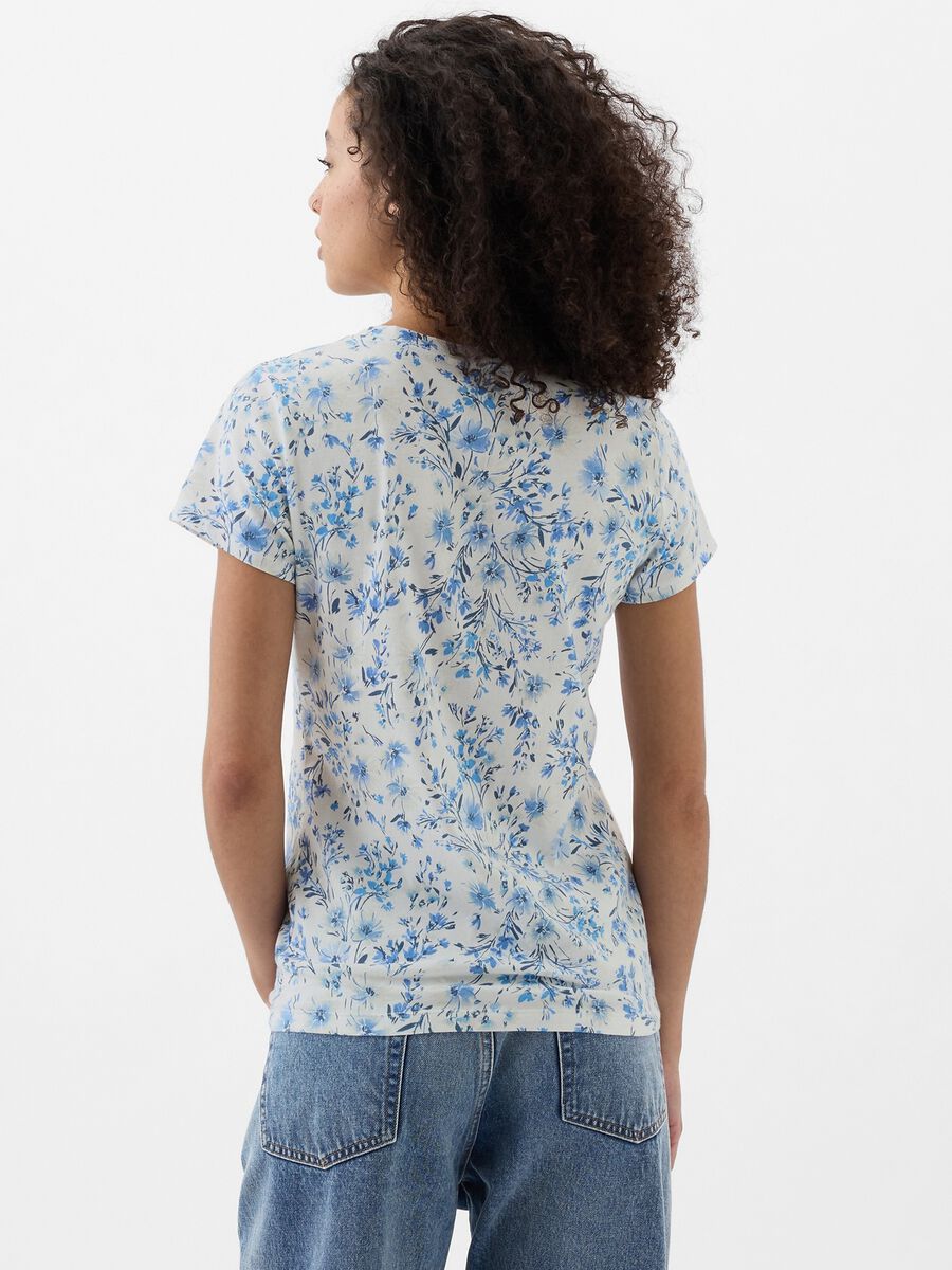 T-shirt floreale con stampa logo Donna_2