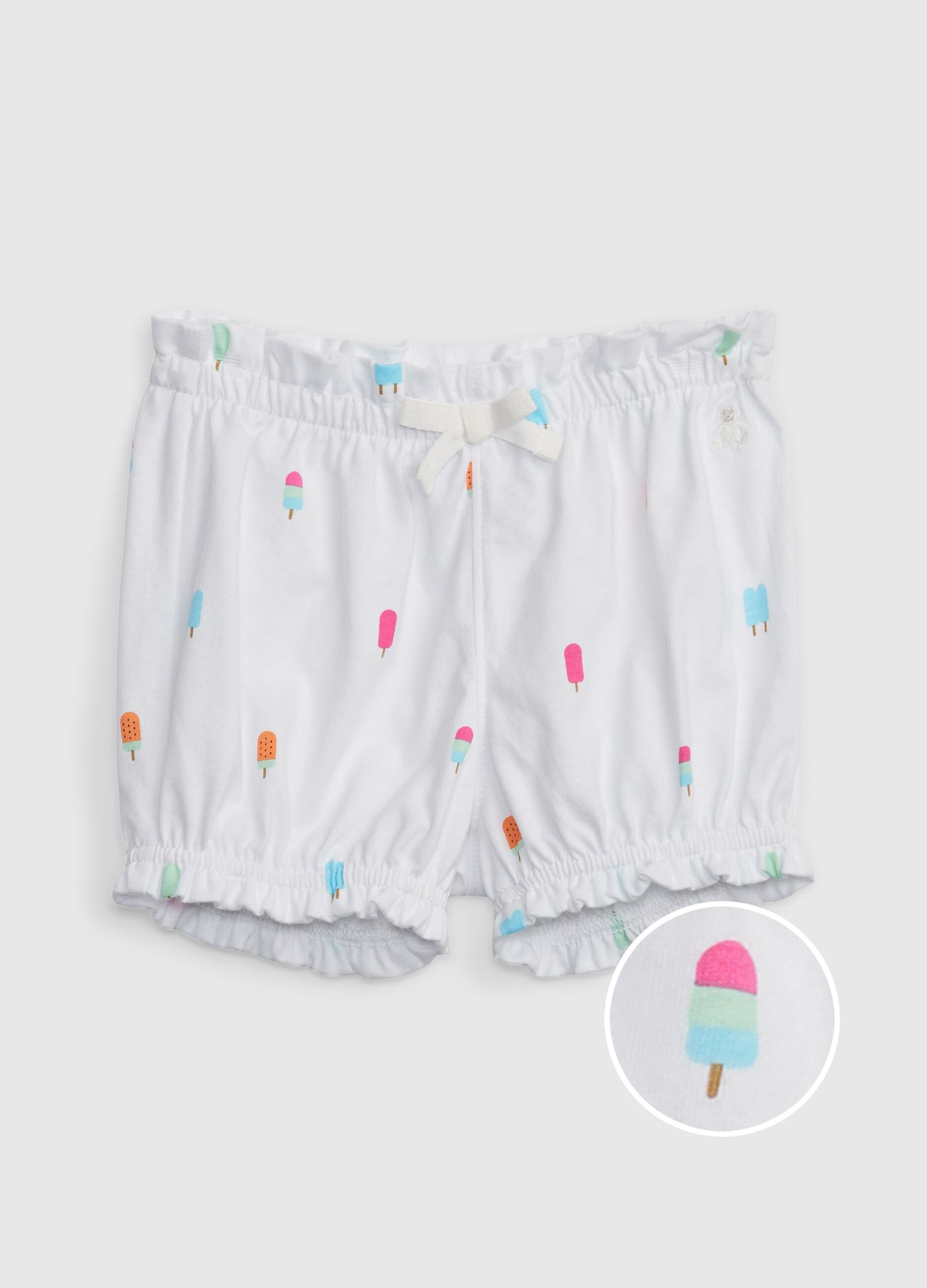 Cotton shorts with print and embroidery