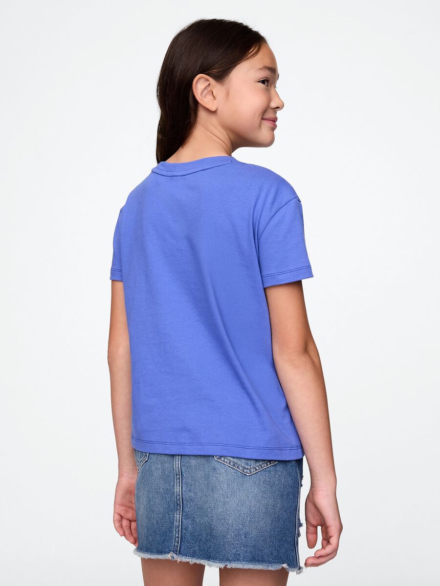 T-shirt a maniche corte blu con stampa chitarra Bambina_1