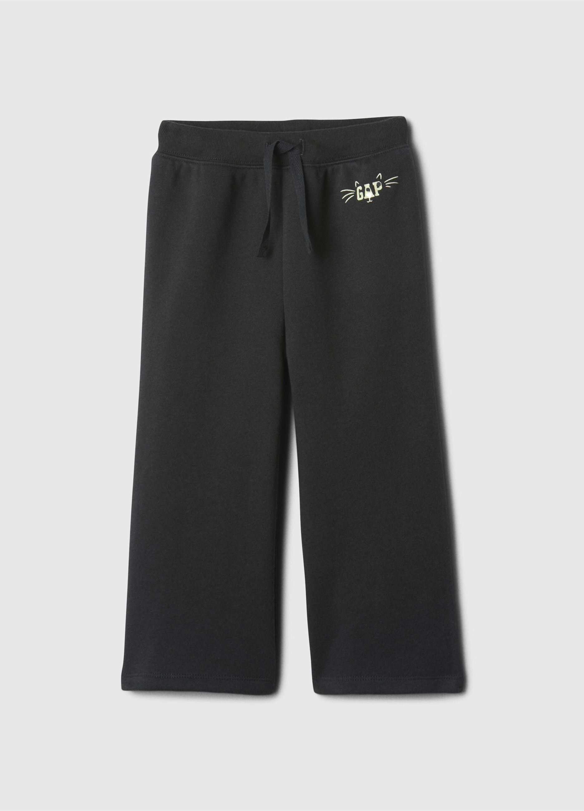 Wide-leg joggers with drawstring and logo print
