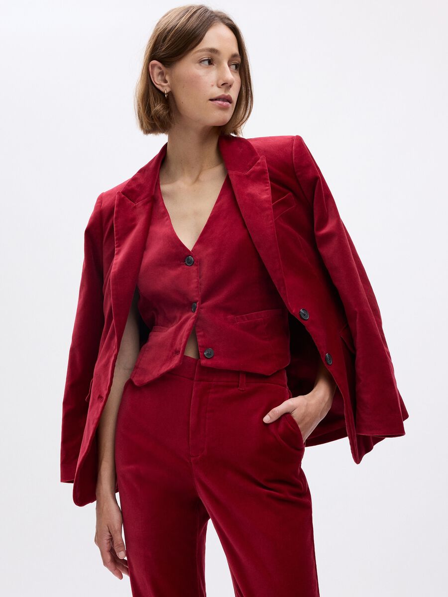 Pantaloni a sigaretta straight fit in velluto Donna_2