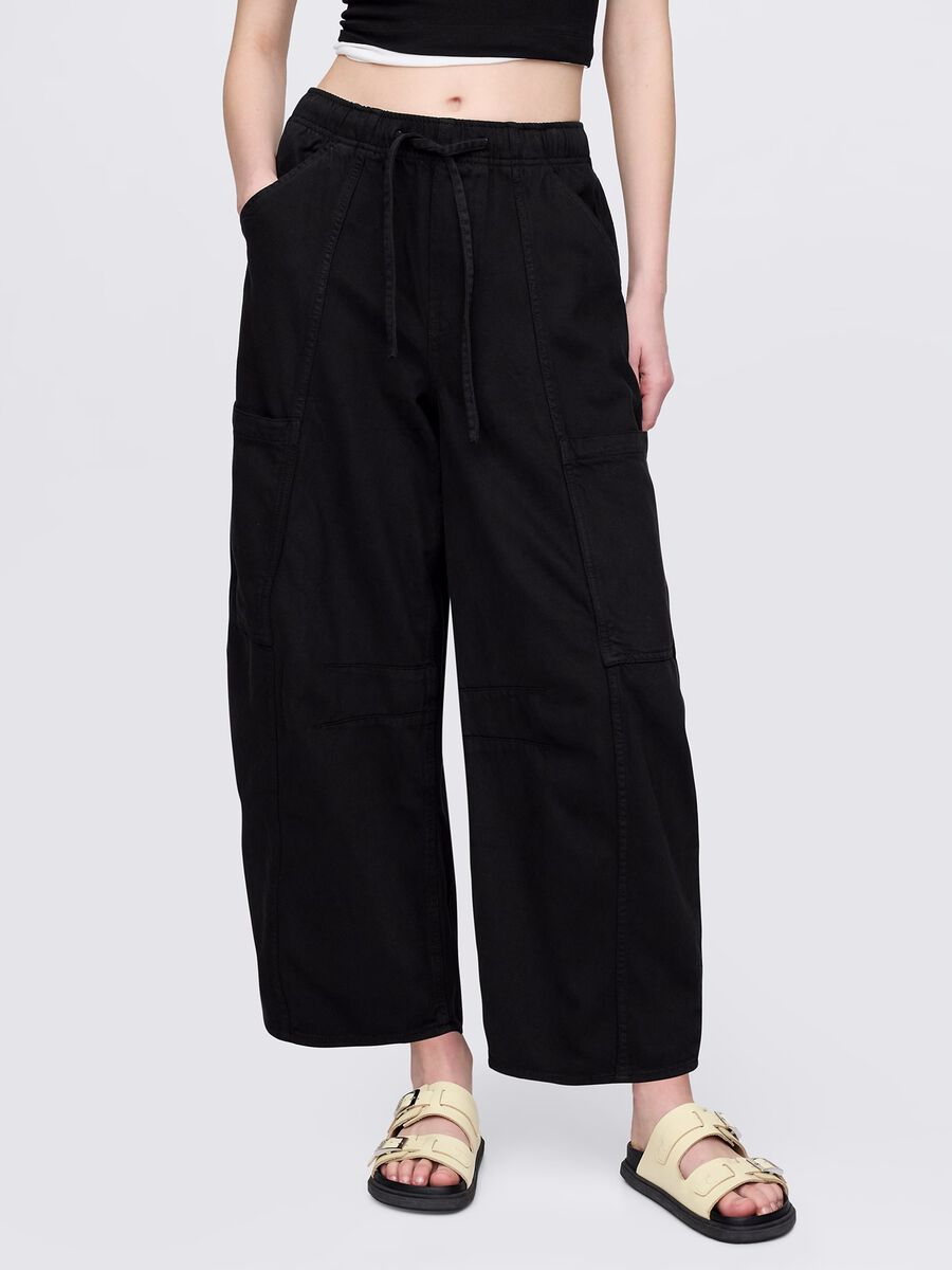 Pantaloni cargo neri in cotone e Lyocell Gap Donna_1