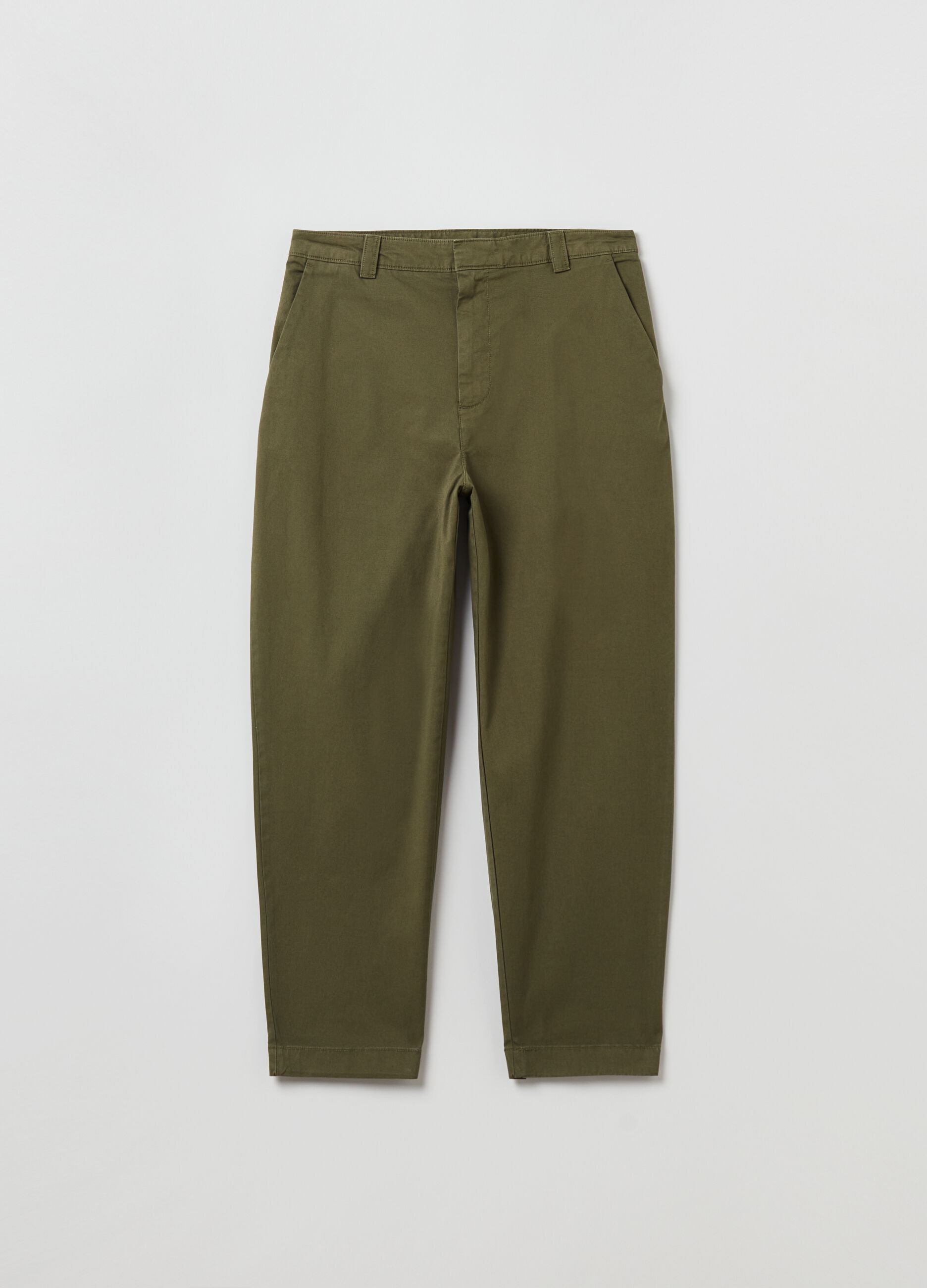 Solid colour straight-fit trousers_1