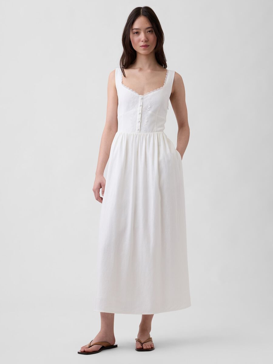 Abito midi in misto lino Donna_0